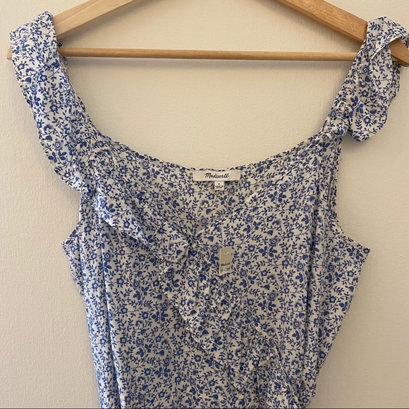 Madewell Blue Floral Ruffle Maxi Dress - Picture 4 of 7